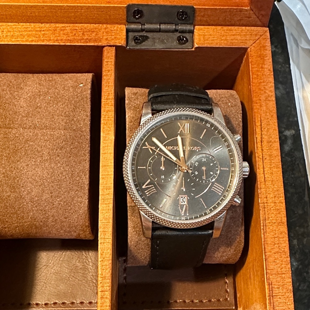 Michael Kors Black and Silver Chronograph Watch